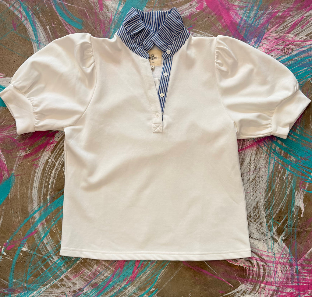Denim collar top