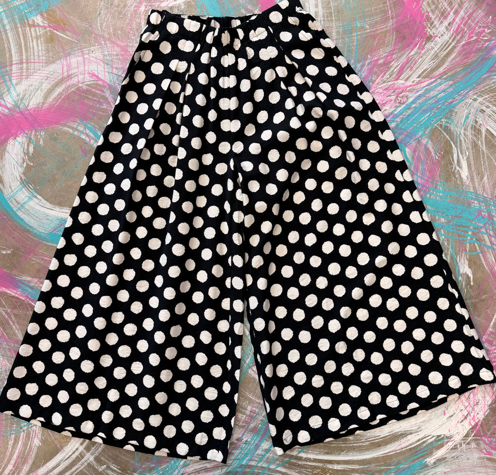 White polka dot pants