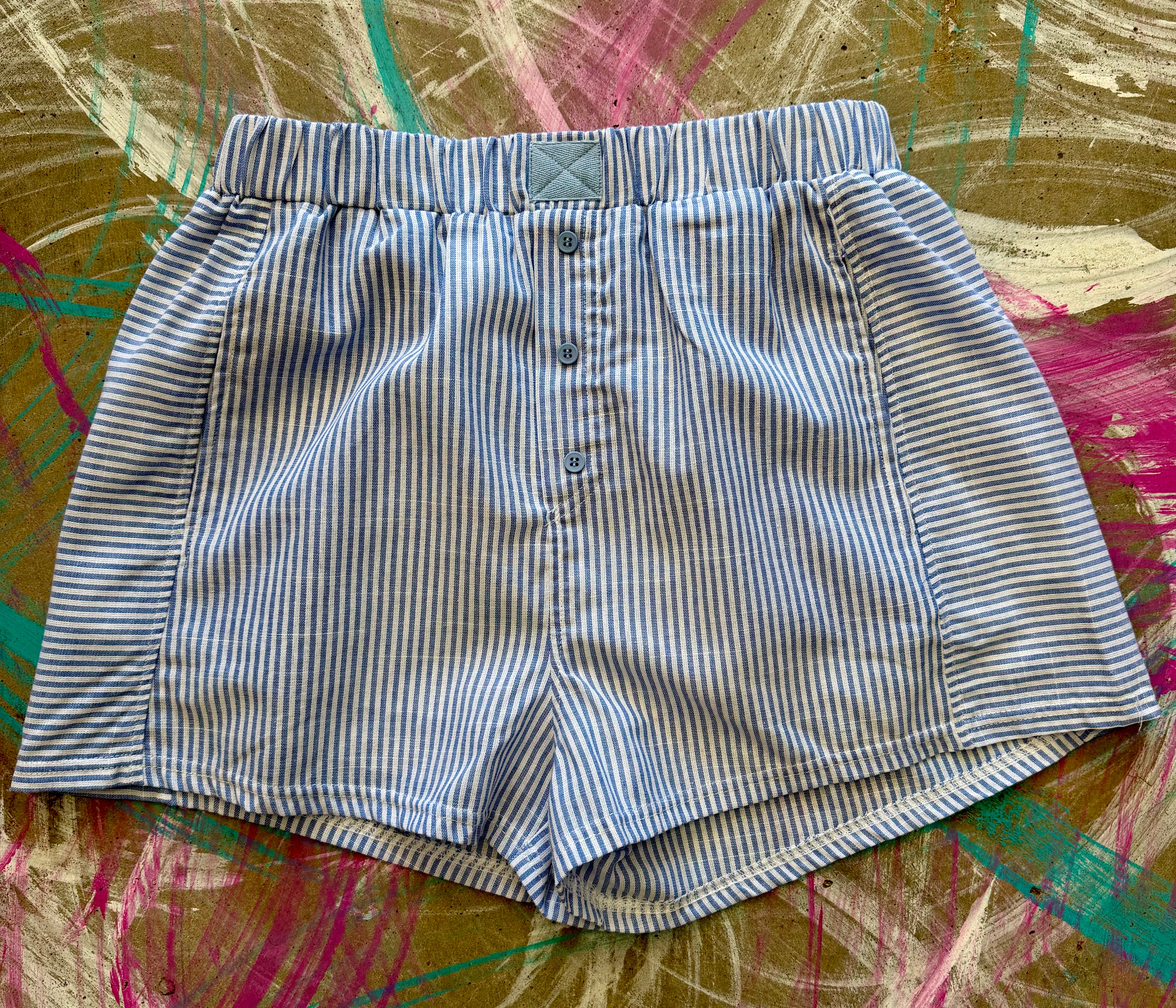 Blue striped shorts