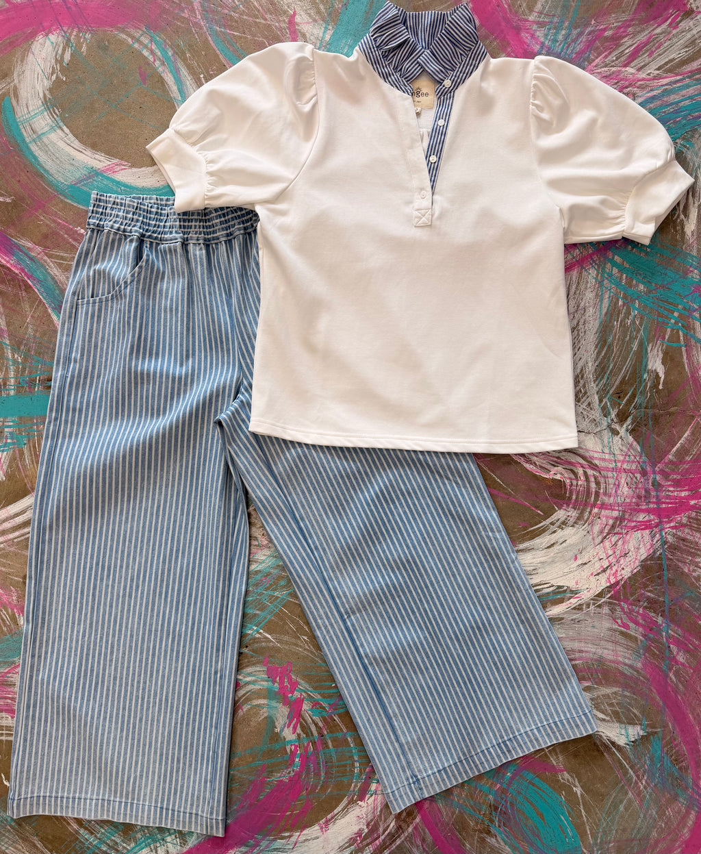 Denim collar top