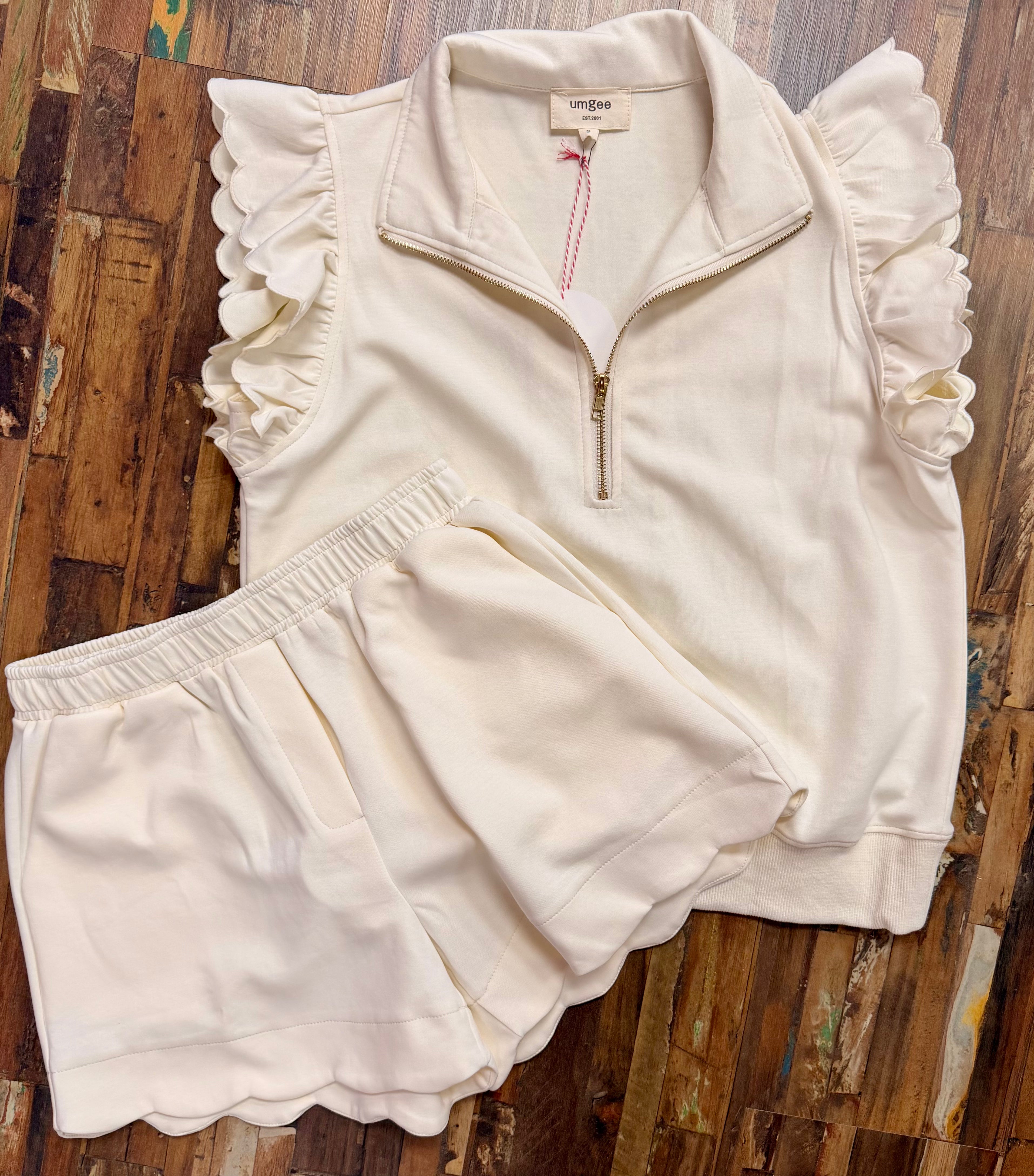 Cream ruffle set