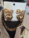 Leopard heart earrings